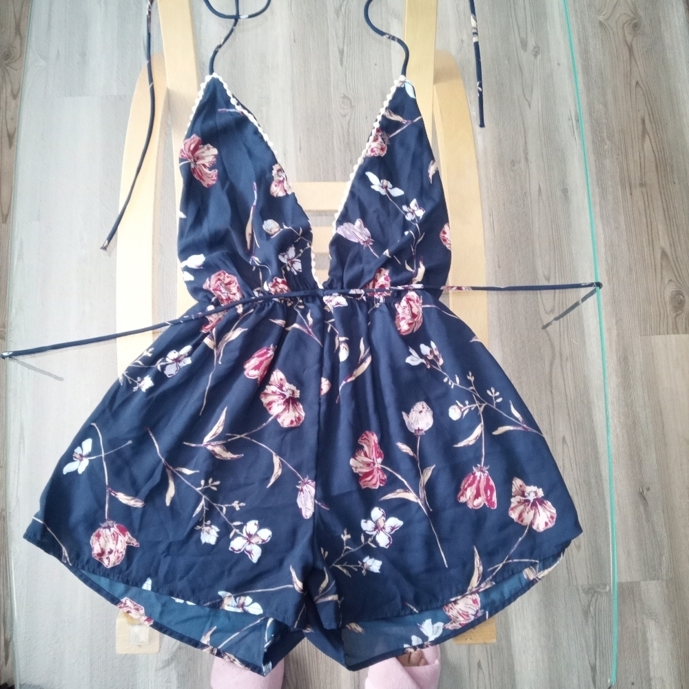 Tobi Navy Floral Romper